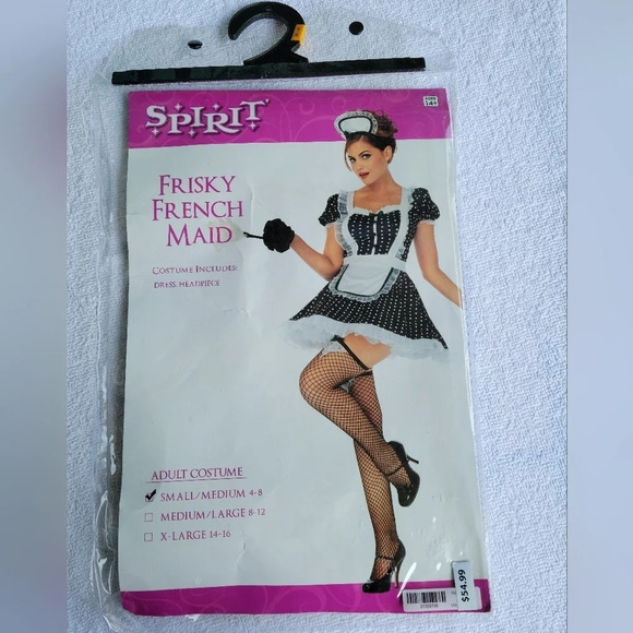 Spirit Frisky French Maid Black and White Halloween Sexy Costume  Size s/m 4-8 - Picture 2 of 14